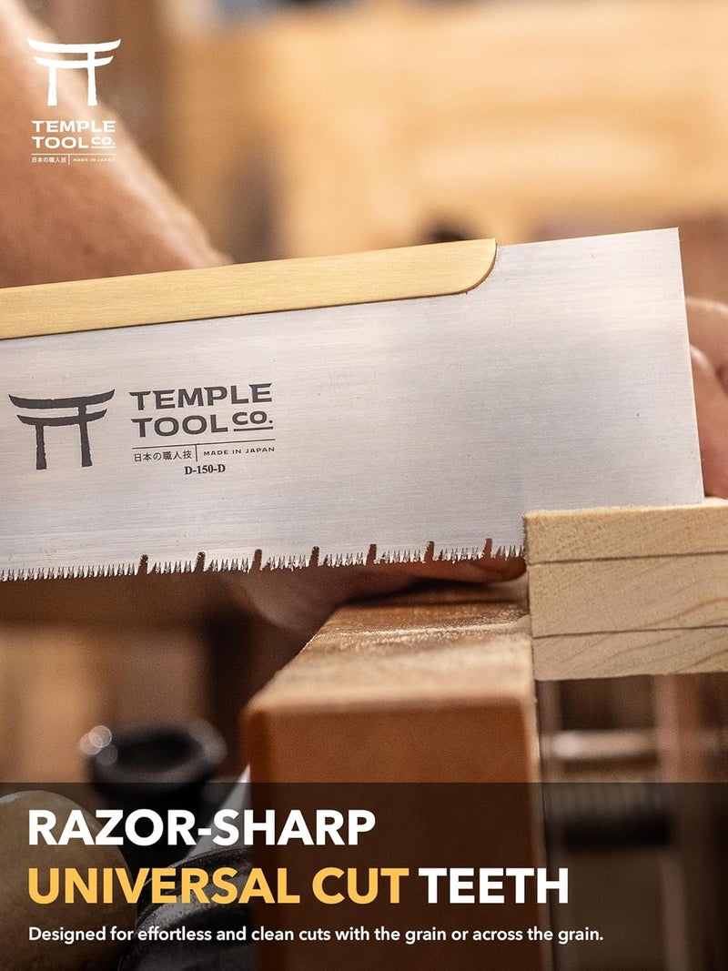 Temple Tool Japanese Pull Saw - Dozuki 6 for Ripcut and Crosscut - Hand Saw for Dovetails, Tenons, Fine Joinery - Dovetail saw - Co. - Image 5